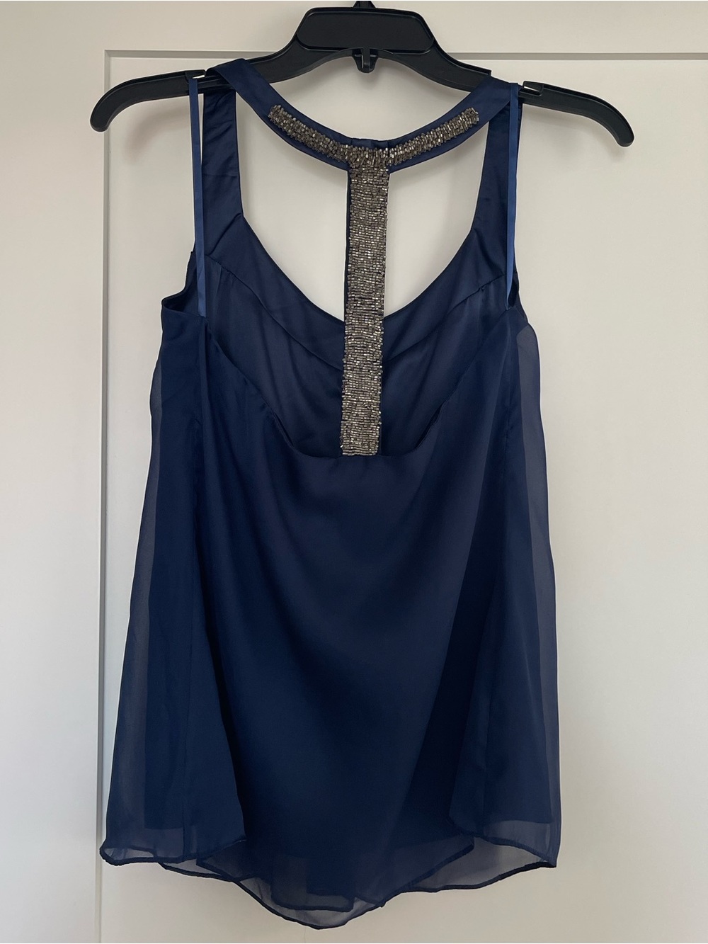 Navy Pleated Women's Going Out Tank Top